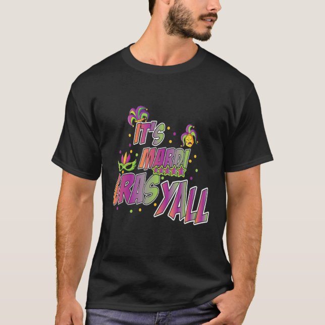 Camiseta Su traje de máscara de Fiesta Mardi Gras Yall-Mard (Anverso)