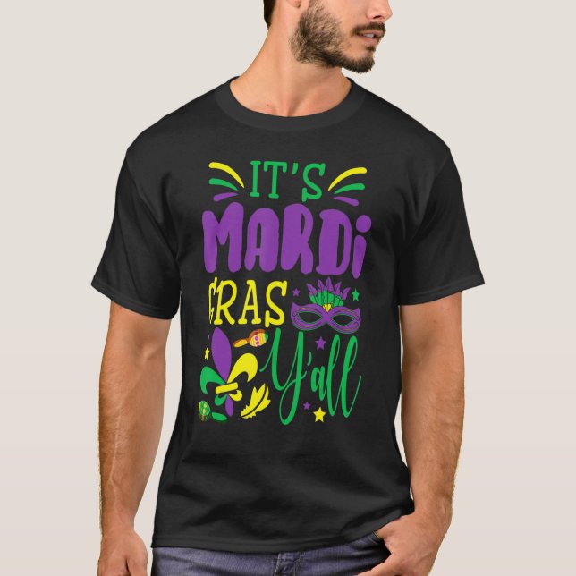 Camiseta Su traje de máscara de Fiesta Mardi Gras Yall Mard (Anverso)
