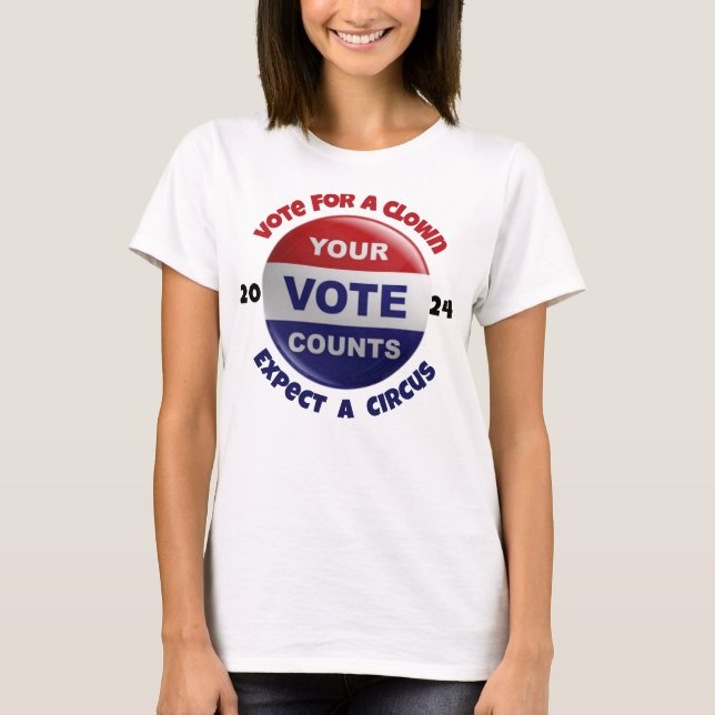 Camiseta Su voto cuenta una curiosa cita política (Anverso)