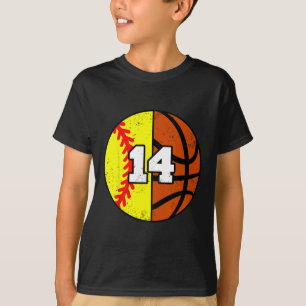 Camiseta Suave Boceto Número 14 Divertido Cumpleañ