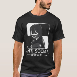 Camiseta Suave Chica antisocial japonés de la energía del A