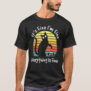 Camiseta Suave Estoy Bien Todo Está Bien Gato Lindo Vinta