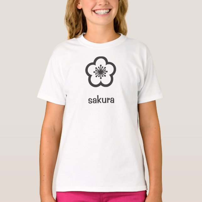 Camiseta Suave Flor de Cerezo Sakura Negra (Anverso)