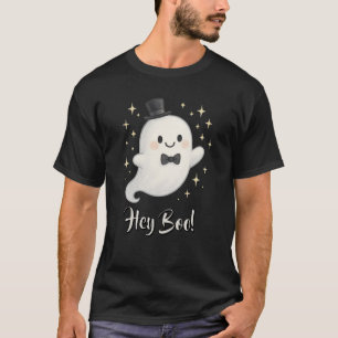 Camiseta Suave personalizado Hey Boo Fantasma Halloween