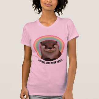 Camiseta suave rosa de corazón de arcoíris de nutr