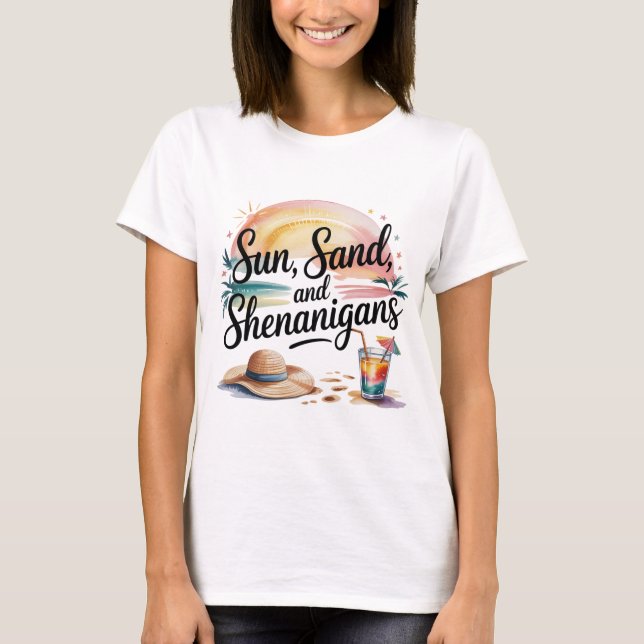 Camiseta Suave Sunset Boho Beach Cita Acuática Océano (Anverso)