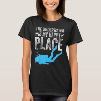 Camiseta Subacuática Es Mi Lugar Feliz Scuba Diver Ocean
