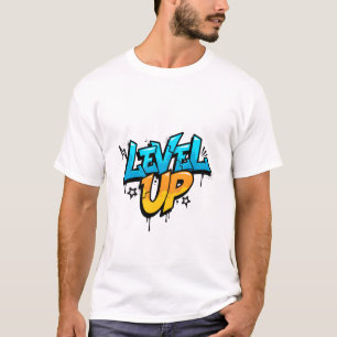 Camiseta Sube de Nivel Azul Naranja Graffiti 3D Juegos