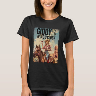 Camiseta Sube Está La Hora De Vino País Vaquera Bebedora