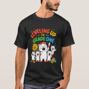 Camiseta Subiendo de Nivel 1er Grado Gato Lindo Ropa de Reg