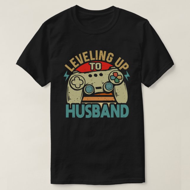 Camiseta Subiendo De Nivel A Esposo Novio Para Ser Soltero  (Diseño del anverso)