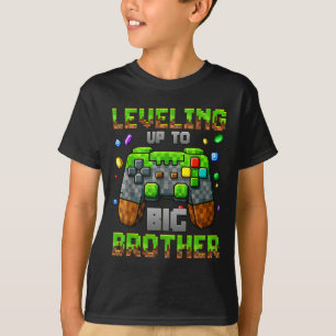 Camiseta Subiendo De Nivel A Hermano Mayor Para Niños Gamer