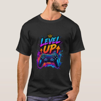 Camiseta Subir de Nivel – Tipografía Negrita para Juegos y
