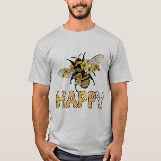 Camiseta Sublimación de cosecha de Bee Happy Vintage