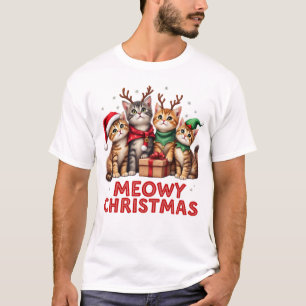 Camiseta Sublimación de gatos de Navidades divertidos
