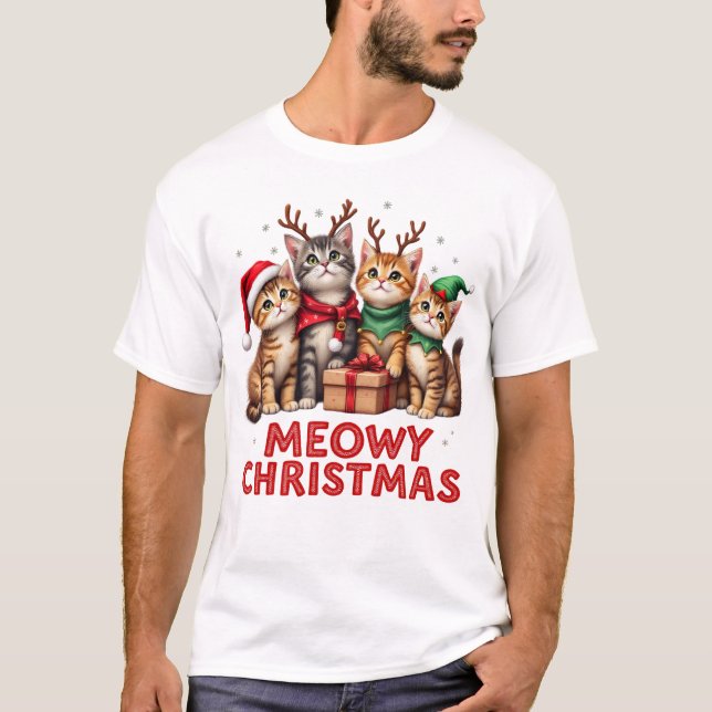Camiseta Sublimación de gatos de Navidades divertidos (Anverso)