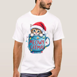 Camiseta Sublimación de gatos de Navidades divertidos
