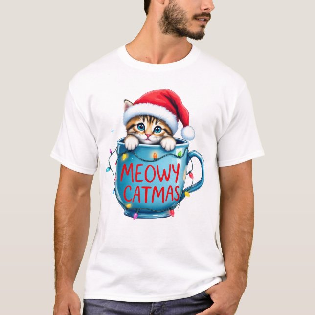 Camiseta Sublimación de gatos de Navidades divertidos (Anverso)