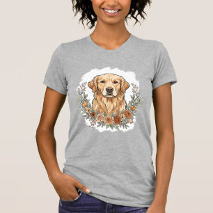 Camiseta Sublimación de Golden Retriever Floral