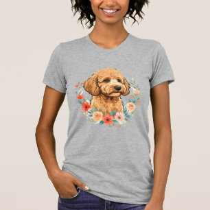 Camiseta Sublimación Redonda de Perro Floral
