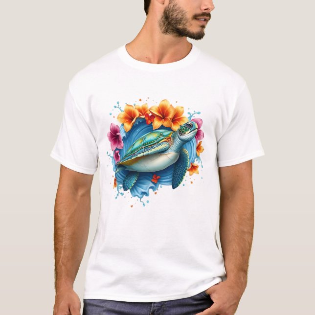 Camiseta Sublimación veraniega de tortuga marina diseño tro (Anverso)