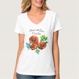 Camiseta Sublime acuarela Red Poppies Feliz Jubilación