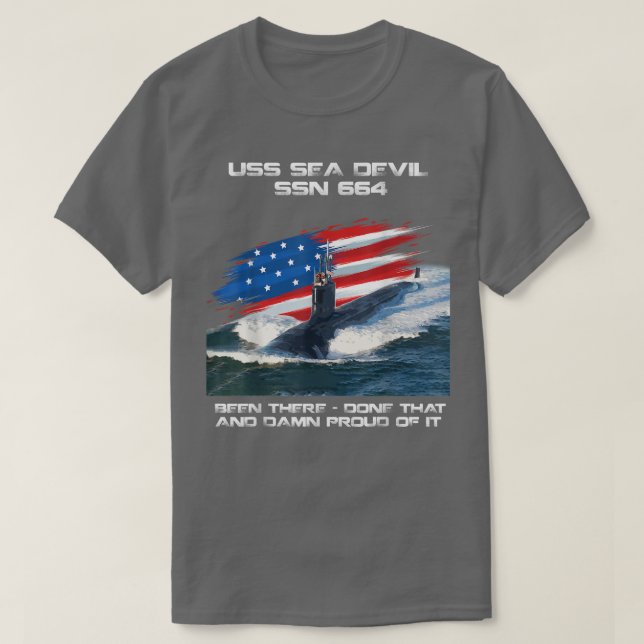 Camiseta Submarino de la bandera estadounidense SSN-664 del (Diseño del anverso)
