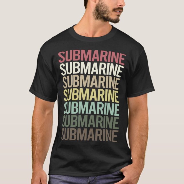 Camiseta Submarino de texto colorido (Anverso)