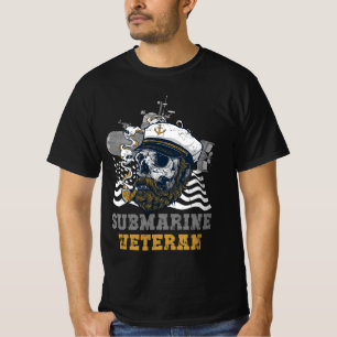 Camiseta Submarino Militar Veterano Submarino Skull Captai