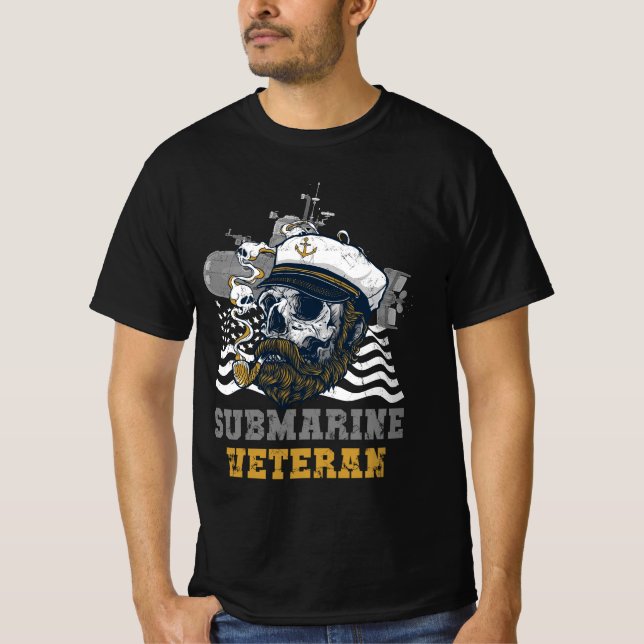 Camiseta Submarino Militar Veterano Submarino Skull Captai (Anverso)