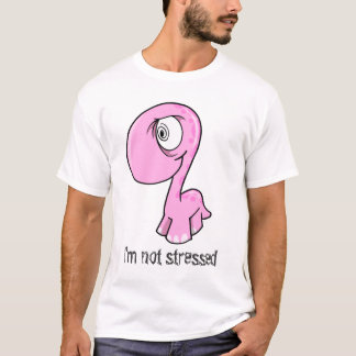 Camiseta subrayada rosa loco del dinosaurio