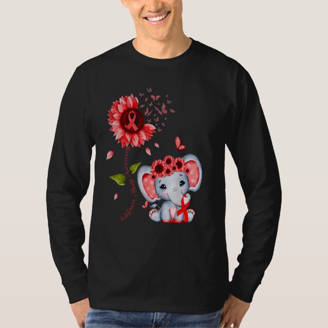 Camiseta Substance Abuse Awareness Red Hippie Sunflower Ele (Anverso)