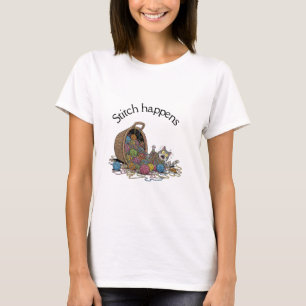 Camiseta Sucede el estitch - Funny Cat & Yarn Crochet