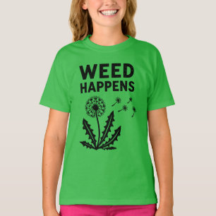 Camiseta Sucede la mala hierba Arte de sello de tinta de di