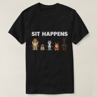Camiseta Sucede Sentarse Dibujos Animados Perros Divertidos