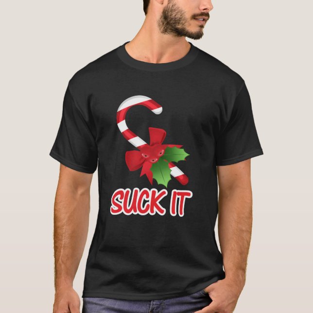 Camiseta Suck It Candy Cane Chica Navidades Lollipop Lover  (Anverso)