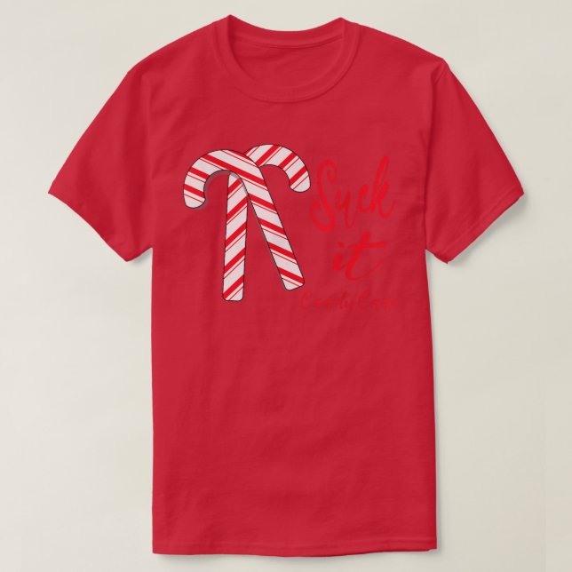 Camiseta Suck it Candy Cane, graciosos Navidades de Novedad (Diseño del anverso)