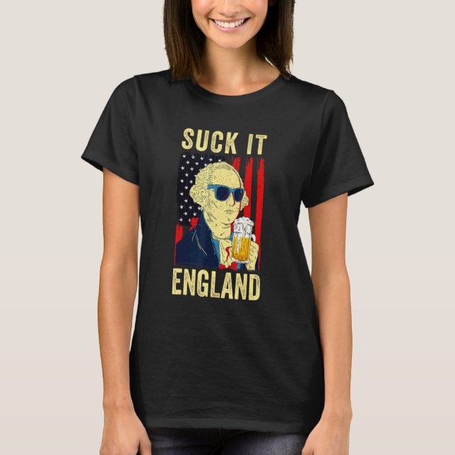 Camiseta Suck It England 4 De Julio George Washington 1776 (Anverso)