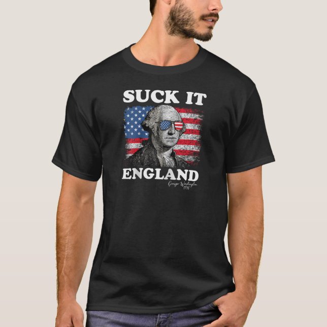 Camiseta Suck It England George Washington 4 de julio Amer (Anverso)