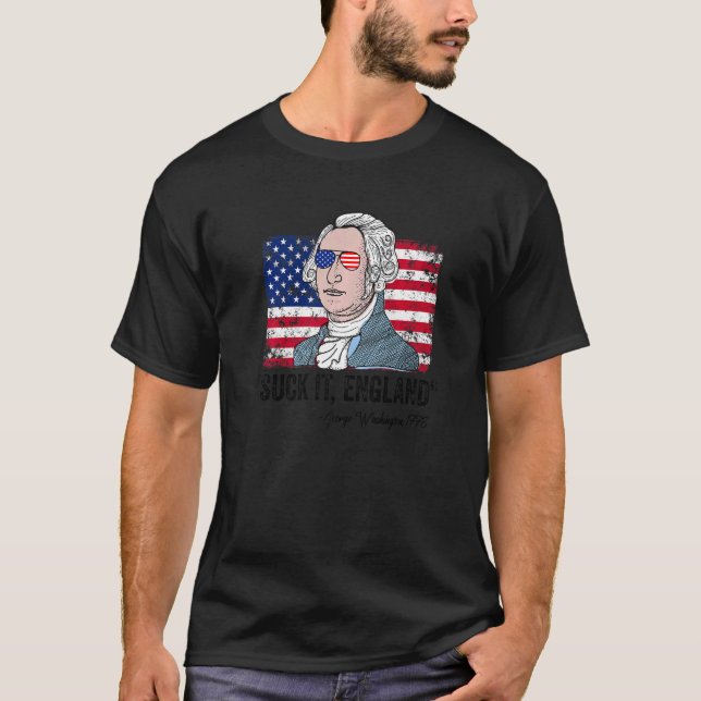 Camiseta Suck It England George Washington 4 De Julio Hombr (Anverso)