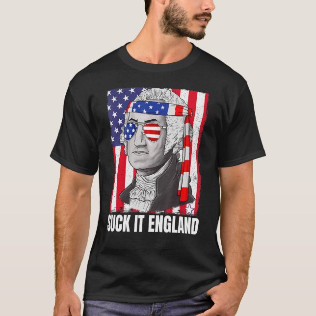 Camiseta Suck It England George Washington Bandera american (Anverso)