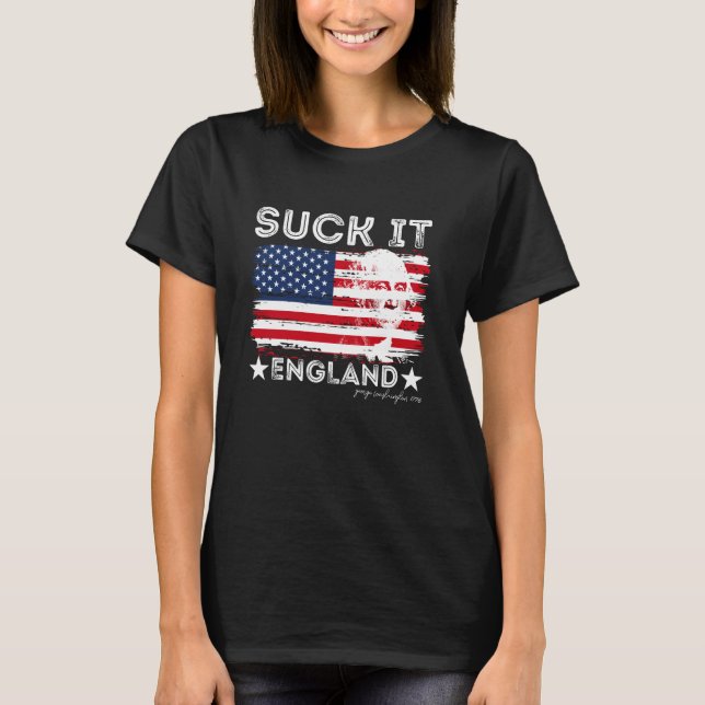Camiseta Suck It England Graciosa 4 de julio George Washing (Anverso)