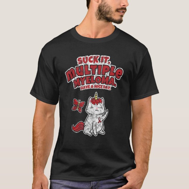 Camiseta Suck It Multiple Myeloma Unicorn Cat Butfly (Anverso)