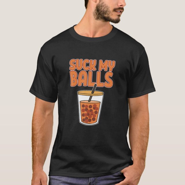 Camiseta Suck My Balls Anime Pun Bubble Tea Manga Figura Bo (Anverso)