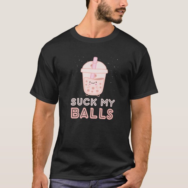 Camiseta Suck My Balls Boba Tea Bubble Kawaii Face (Anverso)