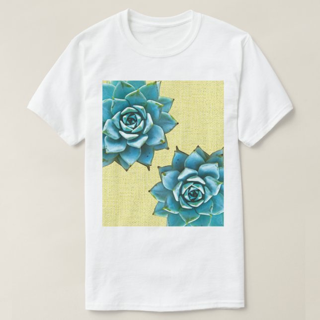 Camiseta Suculenta acuarela en amarillo (Diseño del anverso)