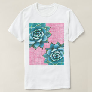 Camiseta Suculenta acuarela en rosa pálido