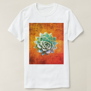 Camiseta Suculenta acuarela sobre roya Naranja