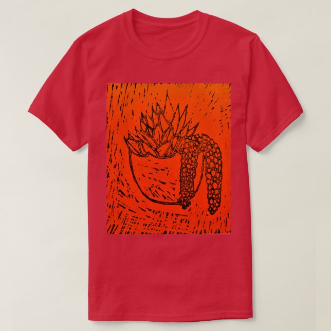 Camiseta suculento 4 impreso en lino (Diseño del anverso)