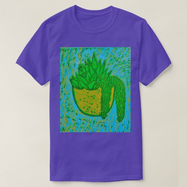 Camiseta suculento 7 impreso en lino (Diseño del anverso)